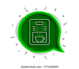 Kaffeemaschinensymbol. Chatblase mit Schatten. Automatenzeichen. Machen Sie Teesymbol. Dünne Linie Kaffeemaschine Ikone. Vektorgrafik