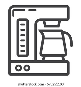 Coffee maker line icon, kitchen and appliance, vector graphics, a linear pattern on a white background, eps 10.