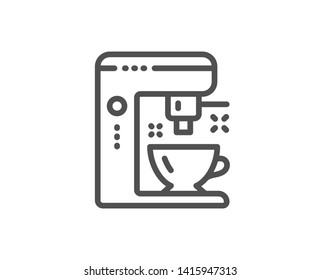 Coffee maker line icon. Tea machine sign. Hotel service symbol. Quality design element. Linear style coffee maker icon. Editable stroke. Vector