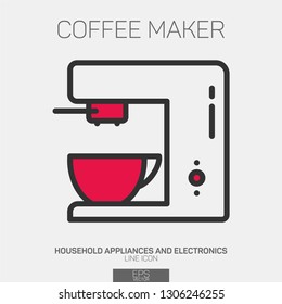 Coffee maker line icon two colors