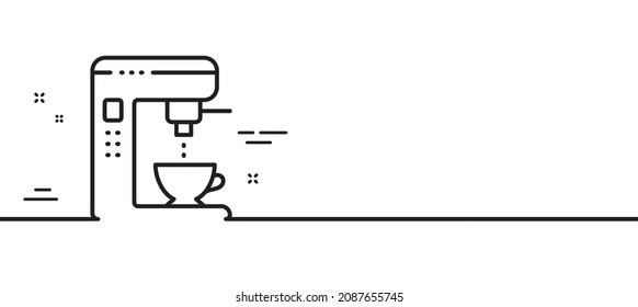 Coffee maker line icon. Vending machine sign. Make tea symbol. Minimal line illustration background. Coffee maker line icon pattern banner. White web template concept. Vector