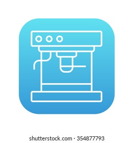 Coffee maker line icon for web, mobile and infographics. Vector white icon on the blue gradient square with rounded corners isolated on white background.