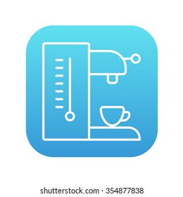 Coffee maker line icon for web, mobile and infographics. Vector white icon on the blue gradient square with rounded corners isolated on white background.