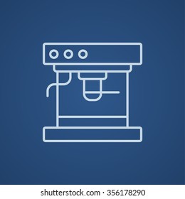 Coffee maker line icon for web, mobile and infographics. Vector light blue icon isolated on blue background.