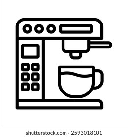 Coffee Maker Line Vector Illustration On White Background.