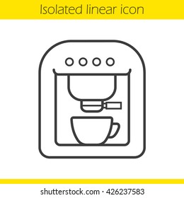 Coffee maker linear icon. Espresso machine thin line illustration. Contour symbol. Vector isolated outline drawing
