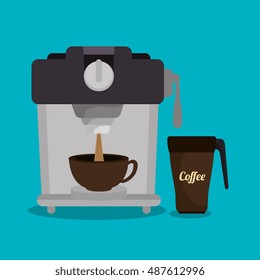 coffee maker machine and cup graphic