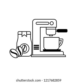 coffee maker machine cup jar and seeds