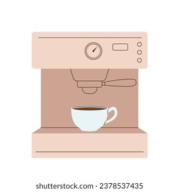 Coffee maker and machine with cup vector illustration