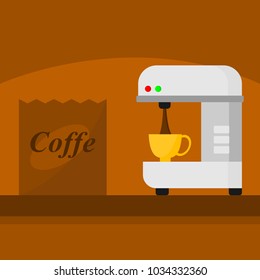 Coffee Maker Machine Home Appliances Scene Vector Illustration Graphic Design