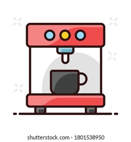 Coffee maker machine icon in flat design.