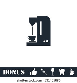 Coffee Maker Machine Icon Flat. Vector Illustration Symbol And Bonus Pictogram