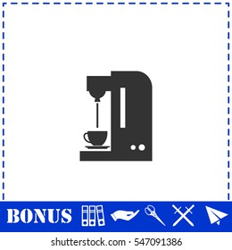 Coffee maker machine icon flat. Simple vector symbol and bonus icon