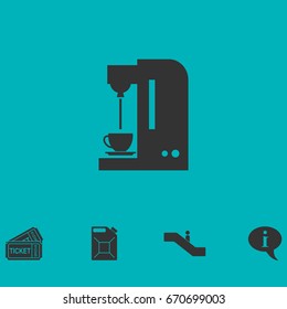 Coffee maker machine icon flat. Simple vector symbol and bonus icon