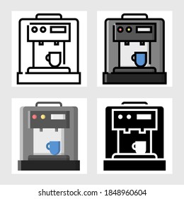 Coffee maker machine icon vector design in filled, thin line, outline and flat style.