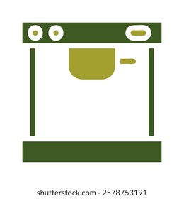 Coffee maker machine illustration in green and white