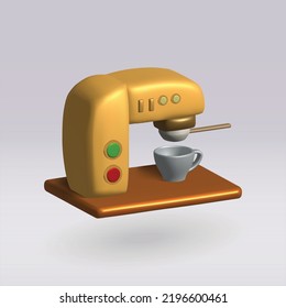 coffee maker machine isolated vector 3d icon. coffee maker 3d illustration.
