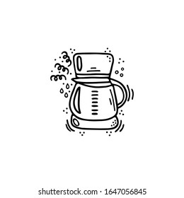 Coffee maker, coffee machine for making cappuccino, espresso, latte. Vector, cartoon, doodle drawing for coffee house, restaurants, menu. Hand drawing.