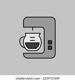 Coffee maker machine outline grayscale icon. Workspace sign. Graph symbol for your web site design, logo, app, UI. Vector illustration, EPS10.