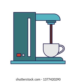 Coffee maker machine pouring coffee blue lines