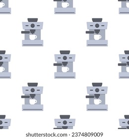 Coffee maker machine seamless pattern on white background.