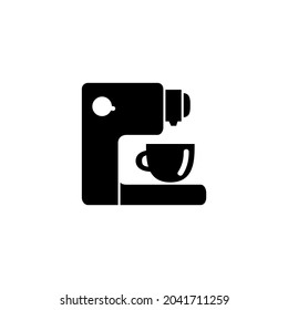Coffee Maker Machine Silhouette Icon On White Background