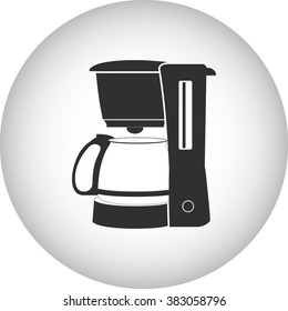 Coffee maker machine simple icon  on round background