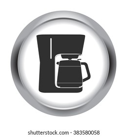 Coffee maker machine simple icon  on round background