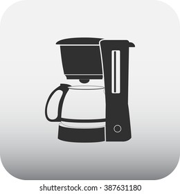 Coffee maker machine simple icon  on square  background