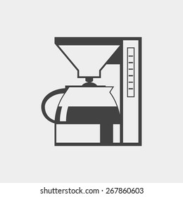 Coffee maker monochrome icon. Vector illustration.