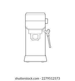 Coffee maker outline drawing vector, Coffee maker drawn in a sketch style, black line Coffee maker practice template outline, vector Illustration.
