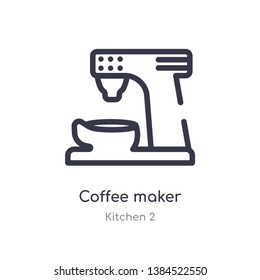 coffee maker outline icon. isolated line vector illustration from kitchen 2 collection. editable thin stroke coffee maker icon on white background