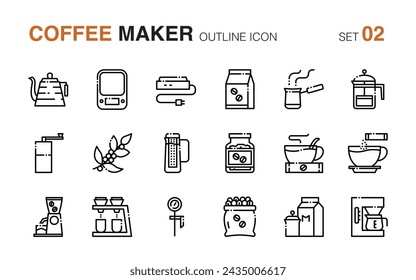 Cafetera. Conjunto de iconos de esquema 2