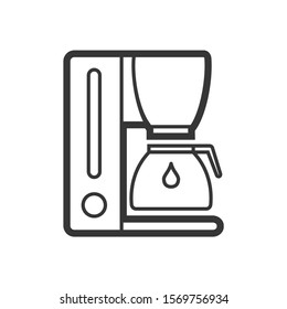 Coffee maker outline single isolated vector icon. Kitchen appliances and electronics illustration on white background