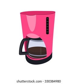 coffee maker pink color with a teapot.