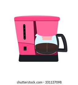coffee maker pink color with a teapot.