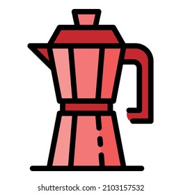 Coffee maker pot icon. Outline coffee maker pot vector icon color flat isolated