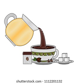 coffee maker pour cup sugar and product