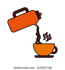 coffee maker pouring in cup hot