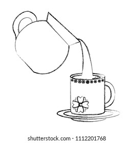 coffee maker pouring into cup with dish