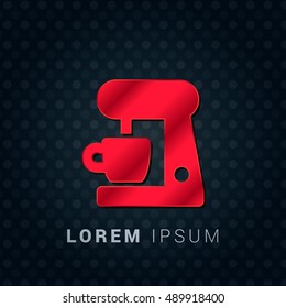Coffee Maker Red chromium precious metallic 3D Icon / Logo Design