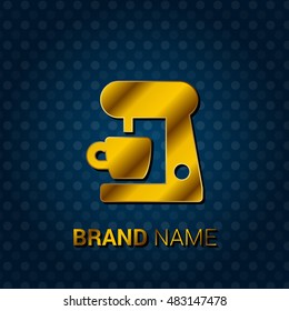 Coffee Maker Royal Golden & Blue Metallic Premium Corporate Logo / Icon