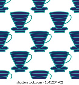 coffee maker seamless doodle pattern, vector illustration