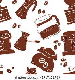 Diseño de patrón de Vector de ilustración sin costura de cafetera
