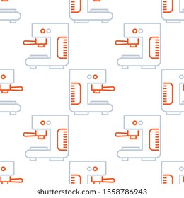 Coffee maker seamless pattern design, Repeat textile design. Fabric print.