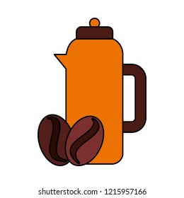 coffee maker seeds grain on white background