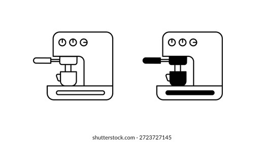 Kaffee-Maker-Set-Symbol mit weißem Hintergrund, Vektorgrafik