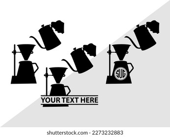 Coffee Maker Set SVG Monogram Vector Illustration Silhouette