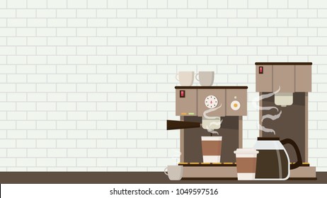 Coffee maker set vector. free space for text. wallpaper. background. coffee poster.