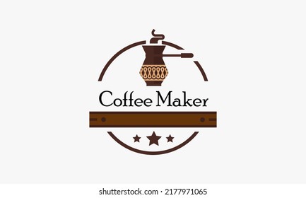 Coffee maker coffee shop logo template vector illustration 